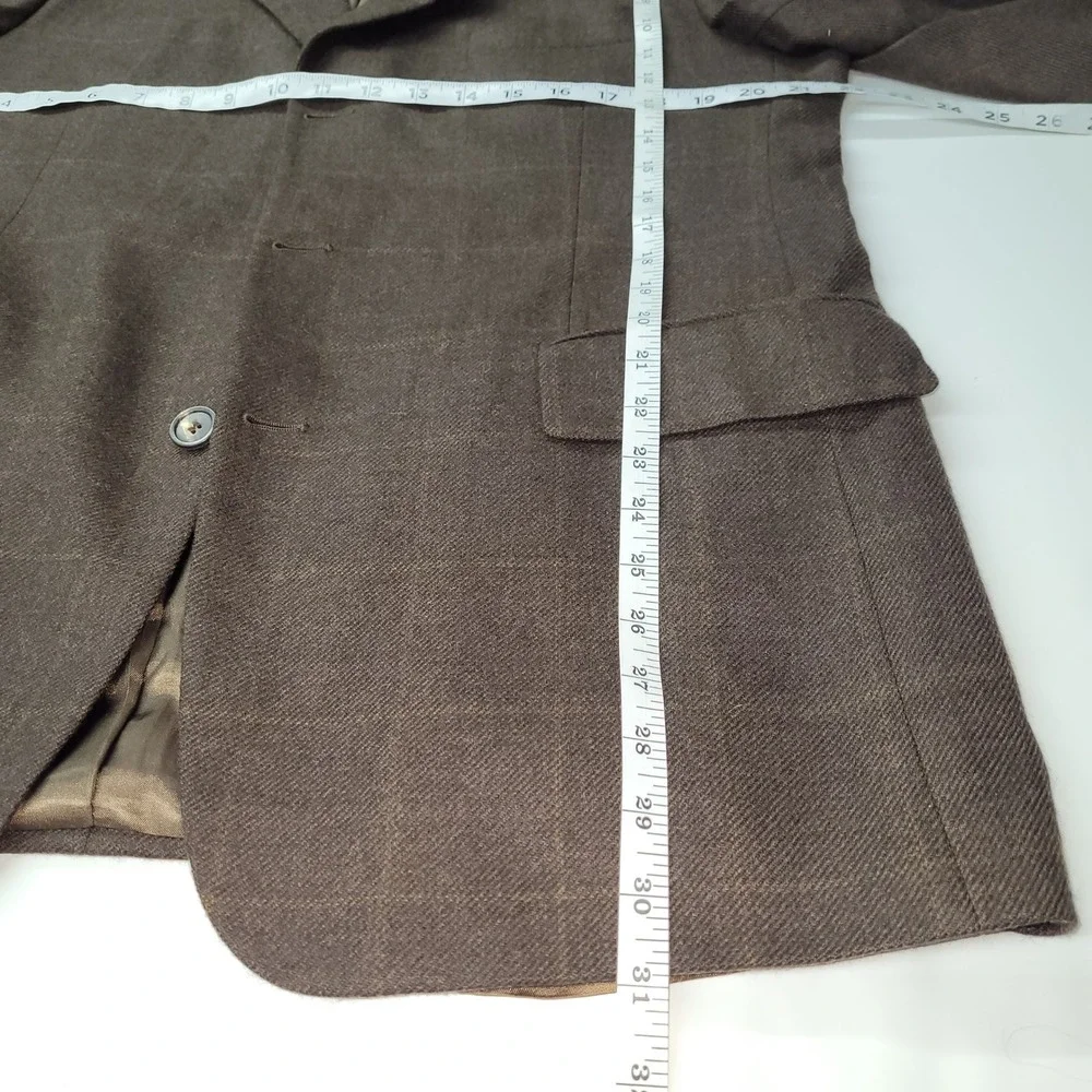 Stafford Mens Brown Plaid Blazer Suit‎ Jacket Sport Coat 42R Wool Cashmere Blend